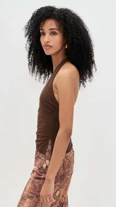 Runaway The Label Andie V-Neck Halter Top Bitter Chocolate | Thumbnail 4 Runaway The Label Andie V-Neck Halter Top Bitter Chocolate | Thumbnail 4