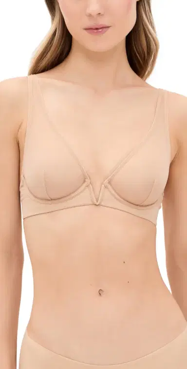 Commando Chich Mesh Plunge Underwire Bra Beige 34D | Thumbnail 1