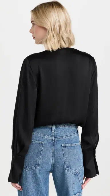 Favorite Daughter The Date Blouse Thong Bodysuit Black S | Thumbnail 3 Favorite Daughter The Date Blouse Thong Bodysuit Black S | Thumbnail 3