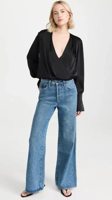 Favorite Daughter The Date Blouse Thong Bodysuit Black S | Thumbnail 5 Favorite Daughter The Date Blouse Thong Bodysuit Black S | Thumbnail 5