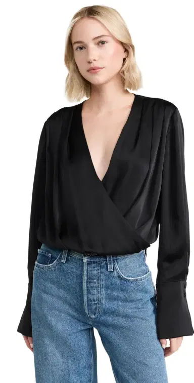 Favorite Daughter The Date Blouse Thong Bodysuit Black S | Thumbnail 1 Favorite Daughter The Date Blouse Thong Bodysuit Black S | Thumbnail 1