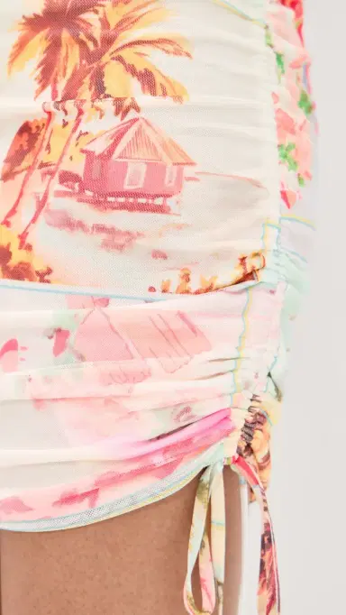 MINKPINK Dolce Mesh Ruched Mini Dress Vintage Postcards | Thumbnail 6
