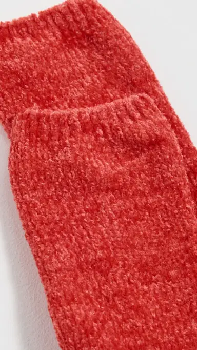 Stems Fuzzy Crew Socks Red One Size | Thumbnail 3