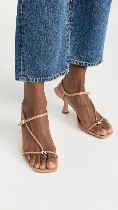 Loeffler Randall Triana Strappy Mid Heel Sandals with Ball Dune 7 | Thumbnail 3