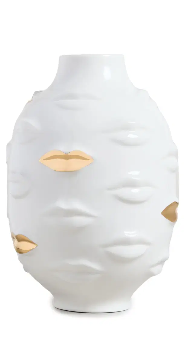 Jonathan Adler Gilded Gala Round Vase White/Gold One Size