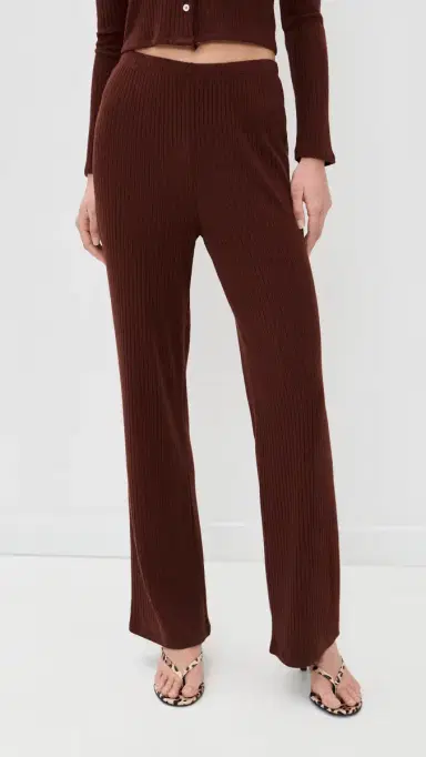 LE BOP Mia Ribbed Pants Chocolate | Thumbnail 2 LE BOP Mia Ribbed Pants Chocolate | Thumbnail 2