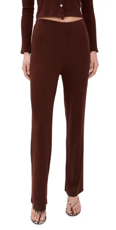 LE BOP Mia Ribbed Pants Chocolate | Thumbnail 1 LE BOP Mia Ribbed Pants Chocolate | Thumbnail 1