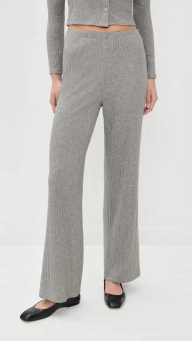 LE BOP Mia Ribbed Pants Heather Grey | Thumbnail 2 LE BOP Mia Ribbed Pants Heather Grey | Thumbnail 2
