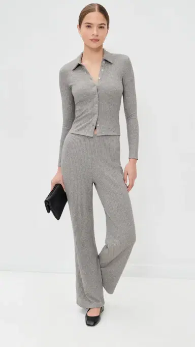 LE BOP Mia Ribbed Pants Heather Grey | Thumbnail 5 LE BOP Mia Ribbed Pants Heather Grey | Thumbnail 5
