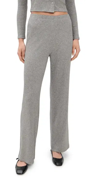 LE BOP Mia Ribbed Pants Heather Grey | Thumbnail 1 LE BOP Mia Ribbed Pants Heather Grey | Thumbnail 1