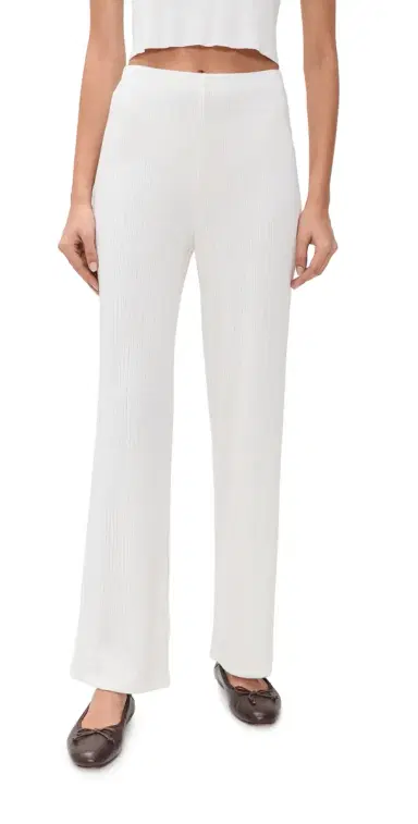 LE BOP Mia Ribbed Pants Off White | Thumbnail 1