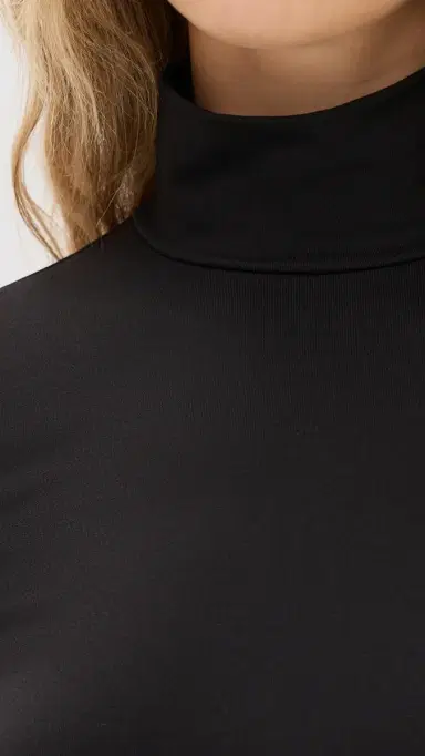 susana monaco Mock Neck Thumb Hole Long Sleeve Tee Black L | Thumbnail 6