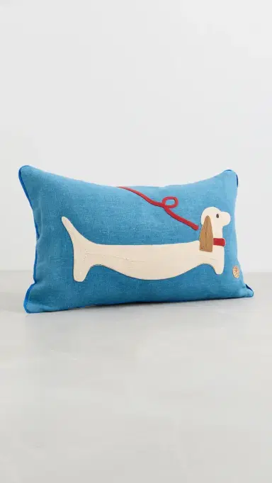 Jonathan Adler Dachshund Pillow Blue One Size | Thumbnail 2