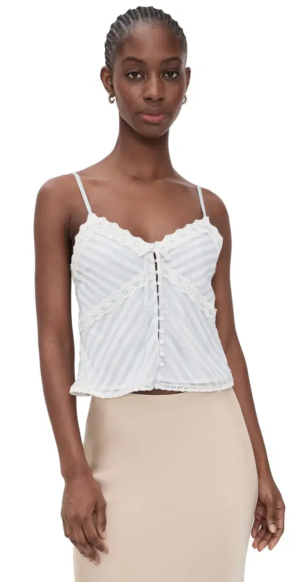 LoveShackFancy Anika Top Lariat Blue