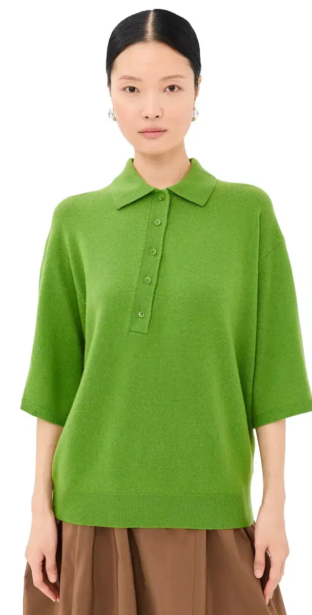 Tibi Oversized Easy Tee Polo Avocado