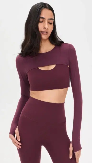 Splits59 Amelia Airweight Lite Shrug Top Dk Cherry M | Thumbnail 2 Splits59 Amelia Airweight Lite Shrug Top Dk Cherry M | Thumbnail 2