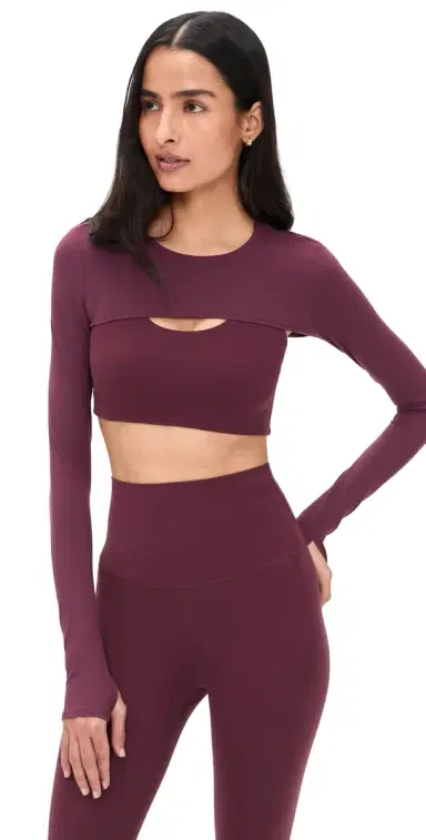 Splits59 Amelia Airweight Lite Shrug Top Dk Cherry M | Thumbnail 1 Splits59 Amelia Airweight Lite Shrug Top Dk Cherry M | Thumbnail 1