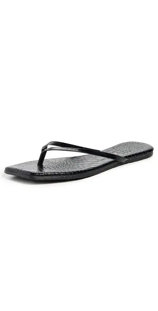 TKEES Square Toe Lily Flip Flops Sable Croc