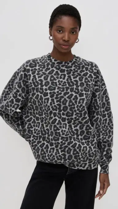 ANINE BING Miles Grey Leopard weatshirt Leopard | Thumbnail 2