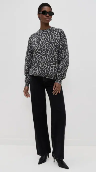 ANINE BING Miles Grey Leopard weatshirt Leopard | Thumbnail 5