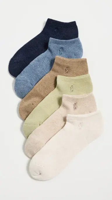 Polo Ralph Lauren Low Cut Half Cushion Socks 6 Pack Oatmeal Heather Assorted One Size | Thumbnail 2 Polo Ralph Lauren Low Cut Half Cushion Socks 6 Pack Oatmeal Heather Assorted One Size | Thumbnail 2