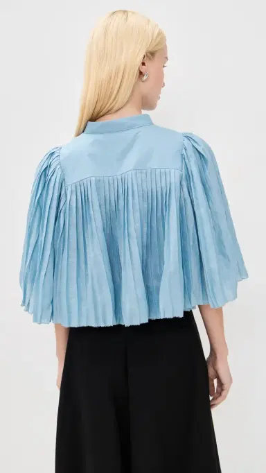 Sea Solene Solid Pleated Top Blue | Thumbnail 3 Sea Solene Solid Pleated Top Blue | Thumbnail 3