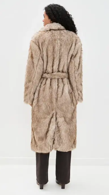 Bailey Rose ong Fur Coat Taupe | Thumbnail 3