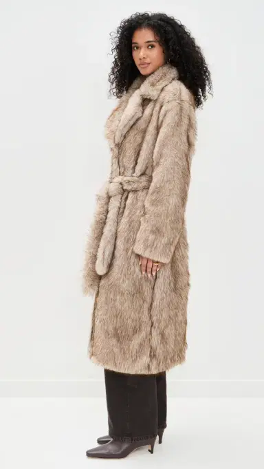 Bailey Rose ong Fur Coat Taupe | Thumbnail 4