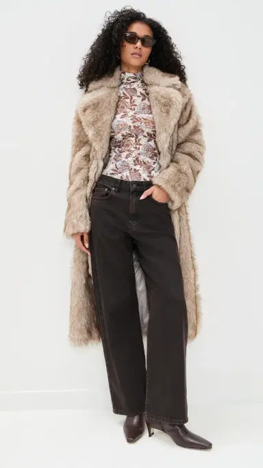Bailey Rose ong Fur Coat Taupe | Thumbnail 5