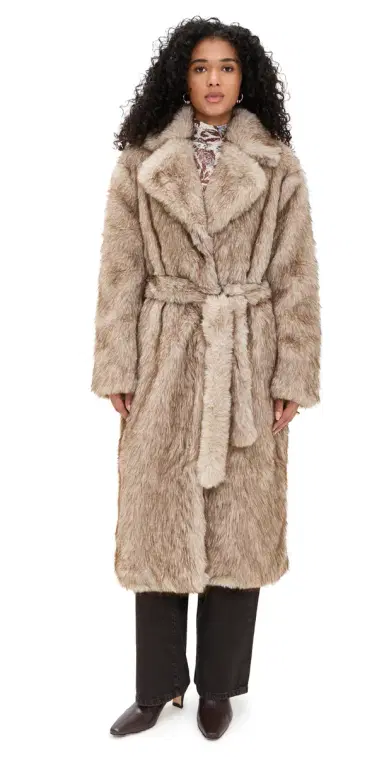 Bailey Rose ong Fur Coat Taupe | Thumbnail 1