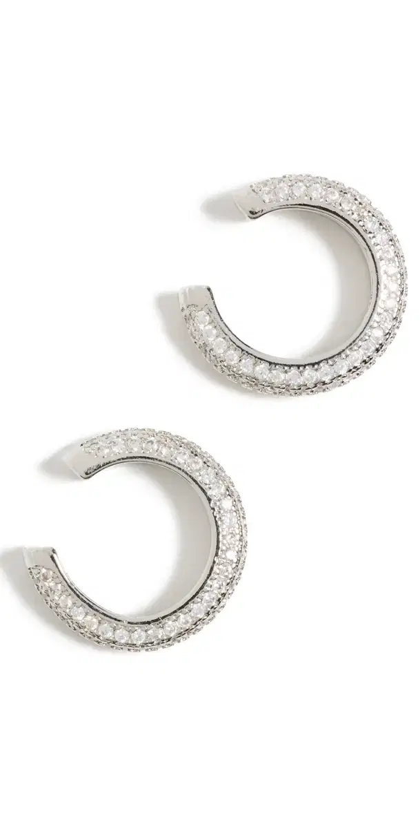 Micro Pave Ear Cuff Set of 2 Silver One Size