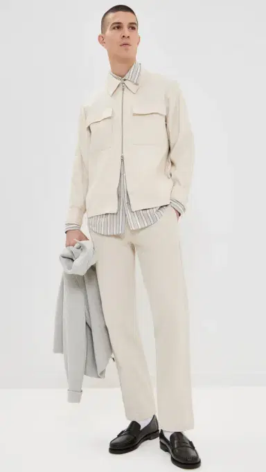 NN07 Alban Linen Zip Jacket Ivory L | Thumbnail 5