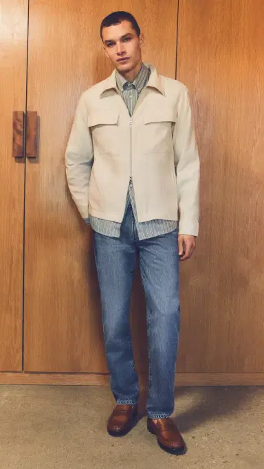 NN07 Alban Linen Zip Jacket Ivory L | Thumbnail 6