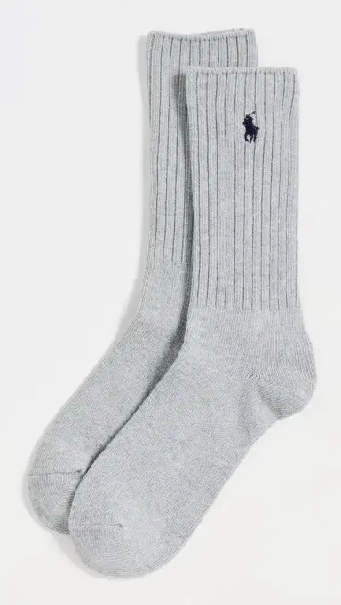 Polo Ralph Lauren Cotton Rib Crew Socks Light Heather Grey 10-13 | Thumbnail 2