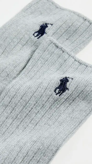 Polo Ralph Lauren Cotton Rib Crew Socks Light Heather Grey 10-13 | Thumbnail 3