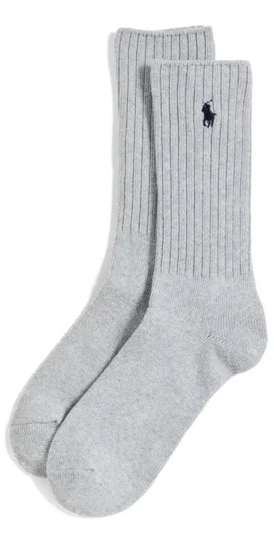 Polo Ralph Lauren Cotton Rib Crew Socks Light Heather Grey 10-13 | Thumbnail 1