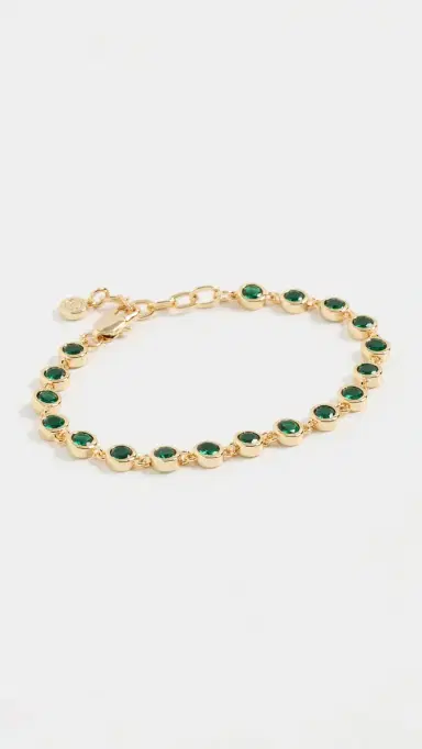 Ettika Crystal 18k Gold Plated Link Bracelet Green One Size | Thumbnail 2