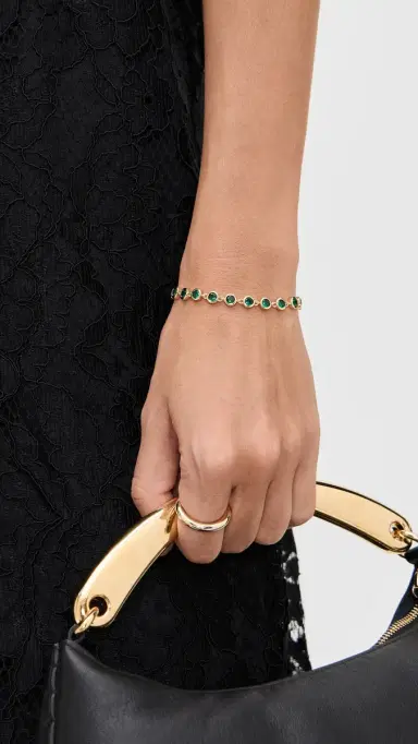 Ettika Crystal 18k Gold Plated Link Bracelet Green One Size | Thumbnail 3