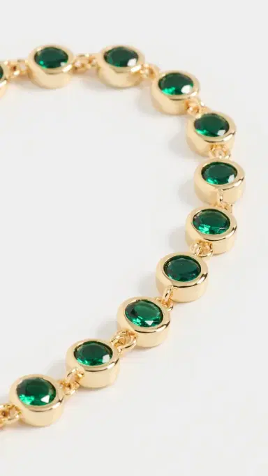 Ettika Crystal 18k Gold Plated Link Bracelet Green One Size | Thumbnail 4