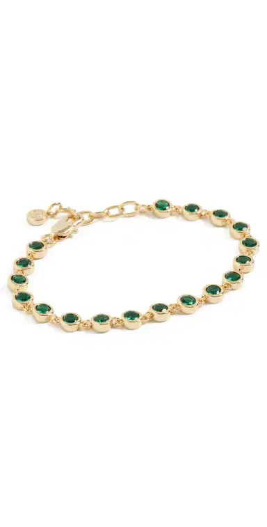 Ettika Crystal 18k Gold Plated Link Bracelet Green One Size | Thumbnail 1