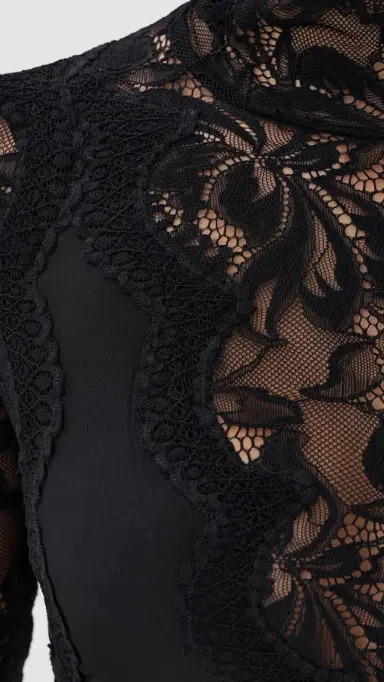 rabanne Long Dress In Lace and Jersey Black | Thumbnail 6 rabanne Long Dress In Lace and Jersey Black | Thumbnail 6