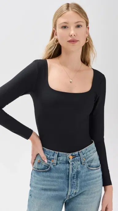 Stylest DaySculpt Long Sleeve Square Neck Caviar | Thumbnail 2