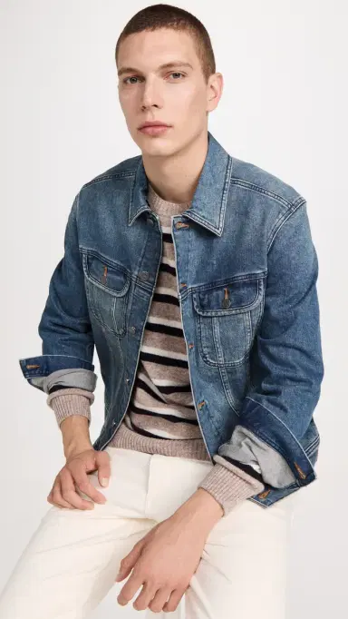 A.P.C. A. P.C. Washed Stretch New Denim Jacket Dark Navy | Thumbnail 3