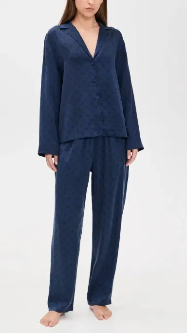 Lunya Washable Silk Long Sleeve Shirt and Pants et Blue Ellipsis | Thumbnail 2
