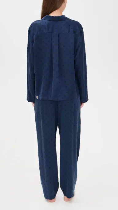 Lunya Washable Silk Long Sleeve Shirt and Pants et Blue Ellipsis | Thumbnail 3