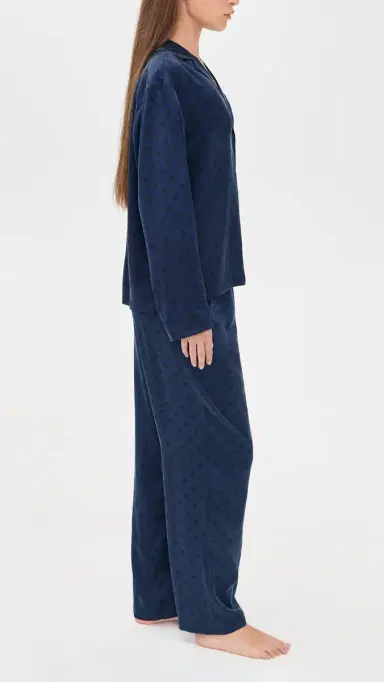 Lunya Washable Silk Long Sleeve Shirt and Pants et Blue Ellipsis | Thumbnail 4