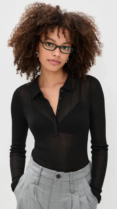 St. Agni Petit Polo Knit Top Black | Thumbnail 2 St. Agni Petit Polo Knit Top Black | Thumbnail 2