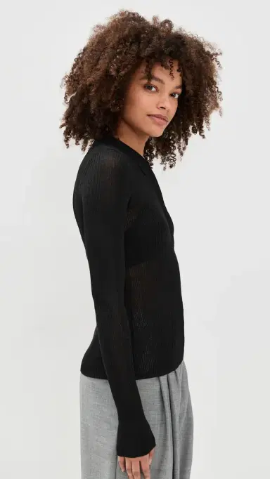 St. Agni Petit Polo Knit Top Black | Thumbnail 4 St. Agni Petit Polo Knit Top Black | Thumbnail 4