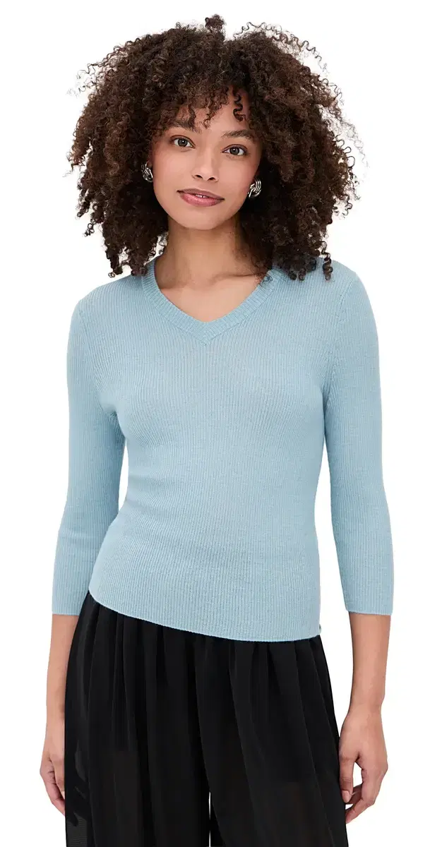 Vince olid High V Neck Long leeve Pullover Clearwater