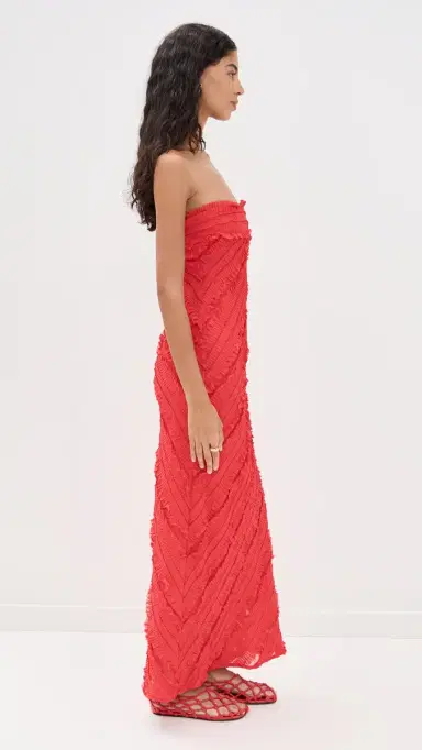 endless rose Strapless Ruffled Maxi Dress Red | Thumbnail 5